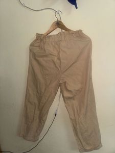 Women's Beige Paperbag Waist Pants