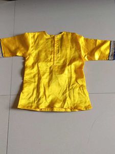 4-6 years kids Yellow Kurta with Blue patiya