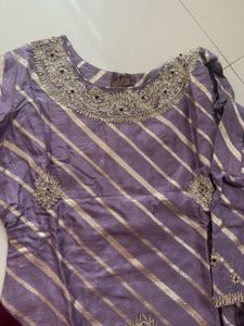 Purple Banarasi Kurta Set with Dupatta