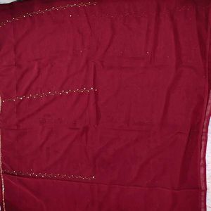 Elegant Maroon Embellished Saree