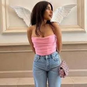 Stylish Pink Ruched Strapless Top