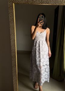 Lilac Lace Spaghetti Strap Maxi Dress