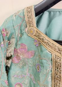 Embroidered Silk Short kurti with plazzo