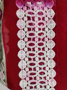 Floral Chiffon Saree with Red Blouse