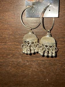 Silver Jhumka Hoop Earrings