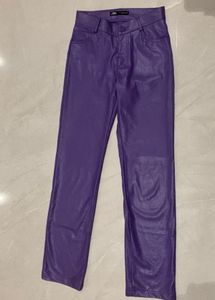 Purple Faux Leather Pants