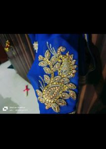 Royal Blue Saree with Gold Embroidery