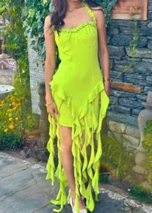 Vibrant Yellow Ruched Dress