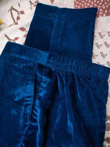 Elegant Navy Velvet Kurta With Pant