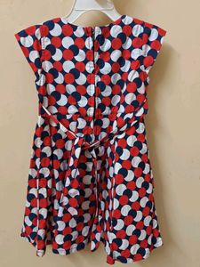 Girls Red, White &amp; Blue Polka Dot Dress