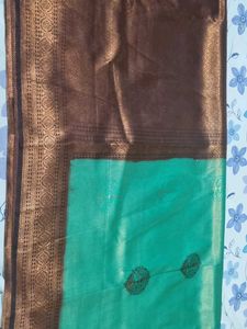 Green &amp; Brown Silk Saree