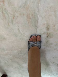 EGO Square Toe Holographic Heels