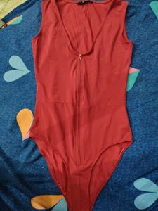 Red Zipper Bodysuit