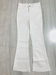 White High Rise Bootcut Jeans