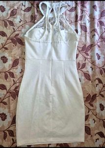 Elegant White Lace Halter Dress