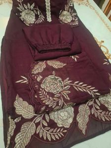 Elegant Embroidered Maroon Kurta Sets