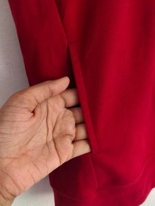 Sleeveless Dark Red Zipper Hoodie XL Size Women