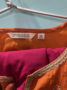 Orange Embroidered Kurta