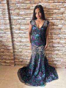 Floral Sequin Evening Gown