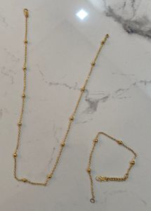 Elegant Gold plated Beaded Necklace & Bracelet Set