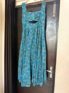 Elegant Blue Printed Maxi Dress