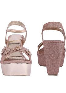 Sparkly Flower Wedge Sandals