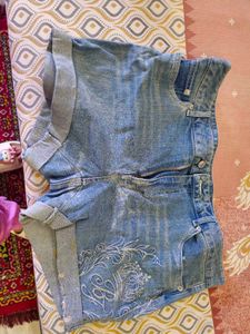 Embellished Denim Shorts