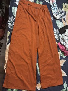 Leaf Print Top &amp; Wide Leg Pants Set