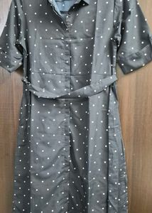 Chic Black Polka Dot Shirt Dress