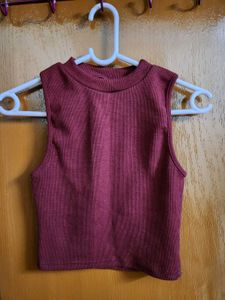 Maroon Ribbed Tank Top