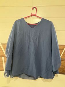 Chic Navy Blue V-Neck Top