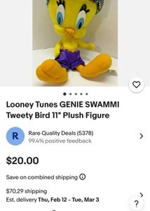 Looney Tunes GENIE SWAMMI Tweety Bird 11" Plush