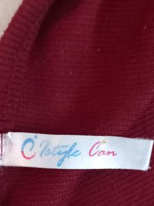 Maroon Ribbed Spaghetti Strap Crop Top