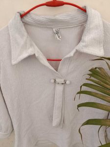 Elegant Collared Button-Up Top