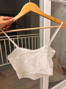 White Eyelet Lace Crop Top
