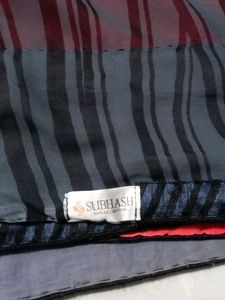 Elegant Red &amp; Grey Ombre Saree