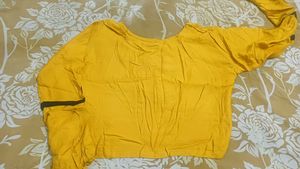 Mustard 3pc Set[ Crop top, Skirt &amp; Shrug]