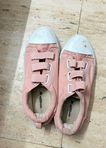 Pink Canvas Sneakers with Velcro Straps