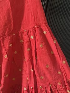 Red Palazzo Pants with Gold Print