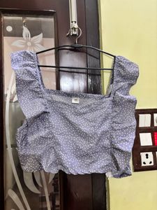 Cute Blue &amp; White Ruffle Top