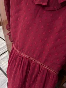 Burgundy Ruffled Tiered Dress