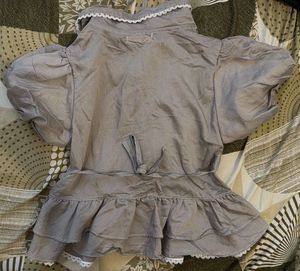 Cute Grey Puff Sleeve Peplum Top