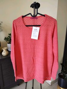 Globus Coral Pointelle Knit Top