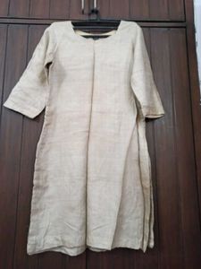 Solid Beige Raw Silk Kurta with Lining
