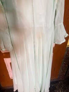 Elegant Mint Green Cold Shoulder Kurta Set