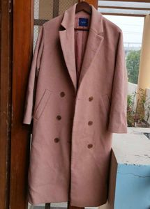 Double breasted Pink Long Trench Coat