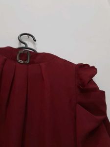 Burgundy Ruffle Sleeve Top