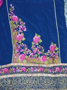 Embroidered Navy Blue Kurta salwar duptta