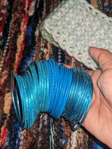 Set of Blue Metal/Plastic Bangles