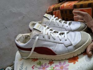 Puma  simson seude leather White & Red Sneakers